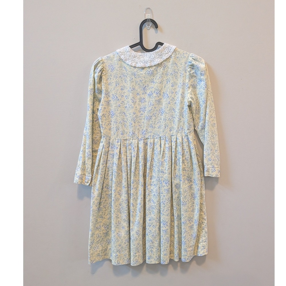 Vintage Laura Ashley Long Sleeve Yellow Floral Dress Cottage Peter Pan Dainty